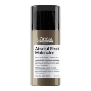 L'Oréal professionnel Absolut Repair Molecular Leave-In Mask 100ml - Smooths and Strengthens Hair For All Damaged Hair Types, Protects from Heat